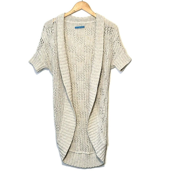 Alice + Olivia Cardigan Sweater Open Knit Ribbed Shawl Collar Long Cocoon Size S - Picture 15 of 15